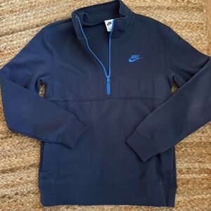 Nike Men’s Small Blue Sportswear Club 1/2 Zip Cotton Blend Pullover Sweatshirt